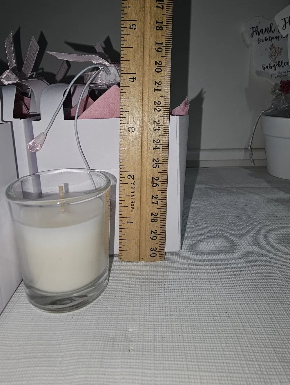 Party Votive Candle- Rose Pink Gift Boxes With Pink Pacifier On Top/Baby Shower
